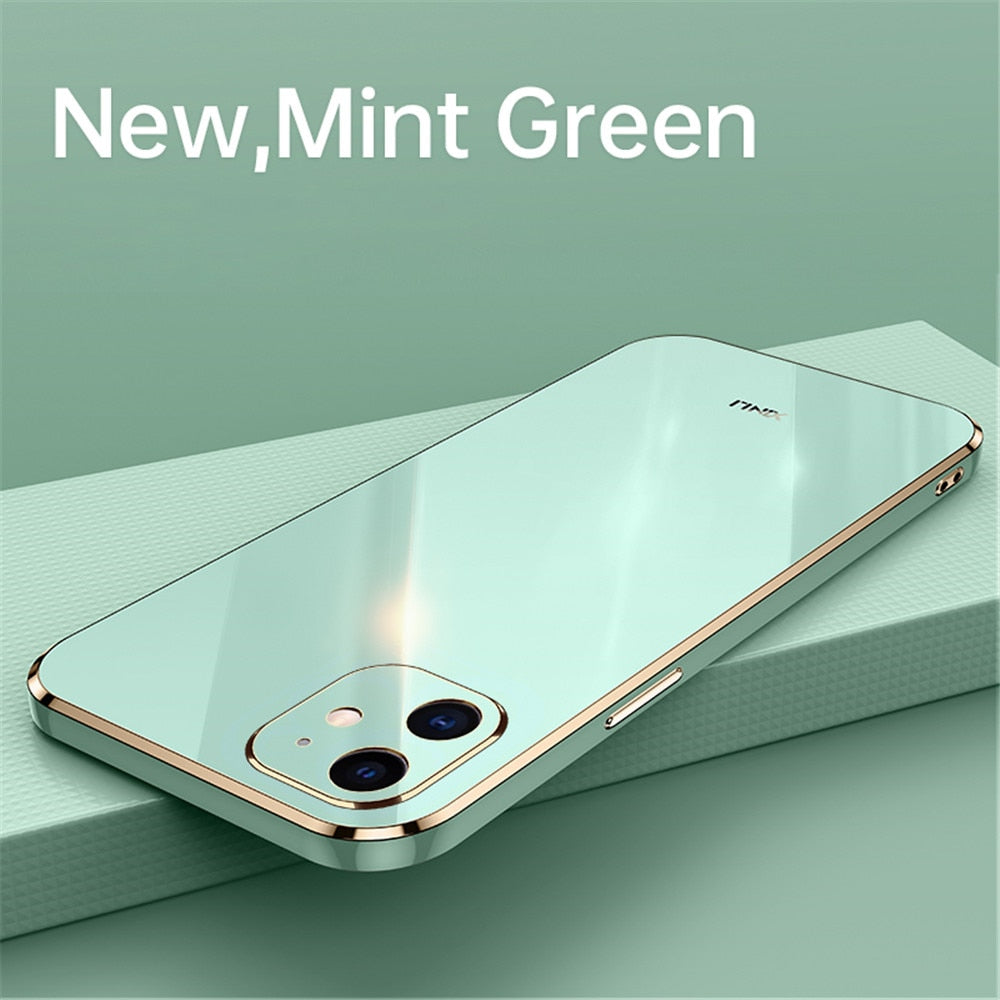Anymob iPhone Case Nude Plating Square Frame Soft Silicone Cover-Mobile Phone Cases-PEROZ Accessories