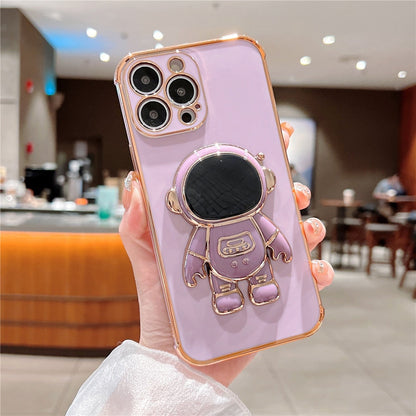 Anymob iPhone Case Black Astronaut Folding Stand Shockproof Bumper Soft Silicone Cover-Mobile Phone Cases-PEROZ Accessories