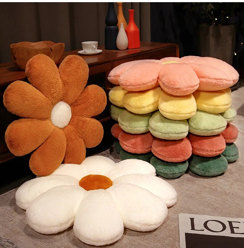 Anyhouz Plush Pillow White Flower Shape Stuffed Soft Pillow Seat Cushion Room Decor 60cm-Pillow-PEROZ Accessories