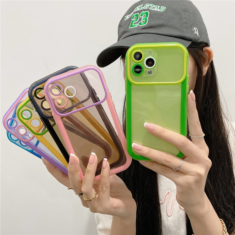 Anymob iPhone Case Blue Colorful Bumper Clear Soft Silicone Transparent Lens Protection Cover-Mobile Phone Cases-PEROZ Accessories
