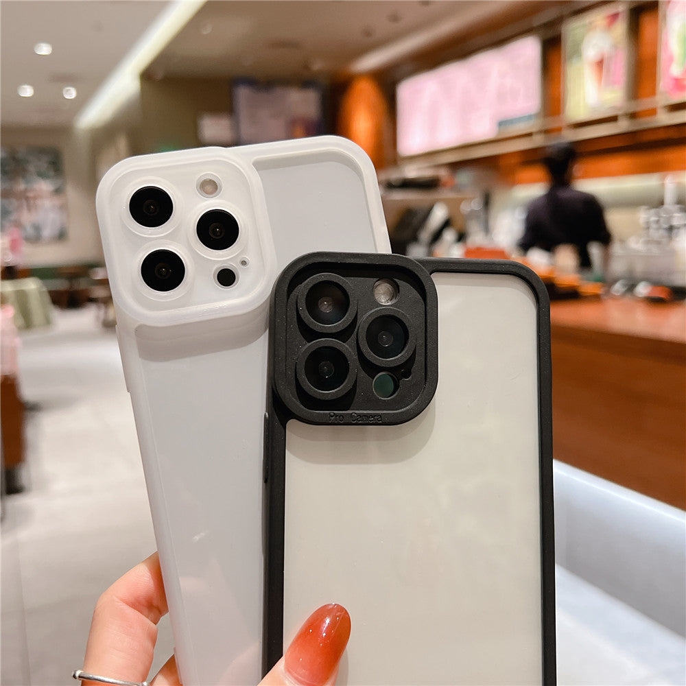 Anymob iPhone Case Transparent White Frame Camera Protection Shockproof Soft Bumper Cover iPhone 12 11 13 Pro Max XR XS Max X 7 8 Plus 12 13Pro-Mobile Phone Cases-PEROZ Accessories