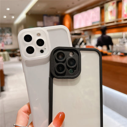 Anymob iPhone Case Transparent White Frame Camera Protection Shockproof Soft Bumper Cover iPhone 12 11 13 Pro Max XR XS Max X 7 8 Plus 12 13Pro-Mobile Phone Cases-PEROZ Accessories