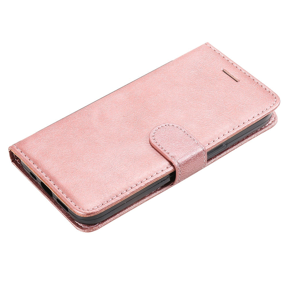 Anymob Xiaomi Redmi Case Black Luxury Solid Color Leather Wallet Flip Phone Cover Protection-Mobile Phone Cases-PEROZ Accessories