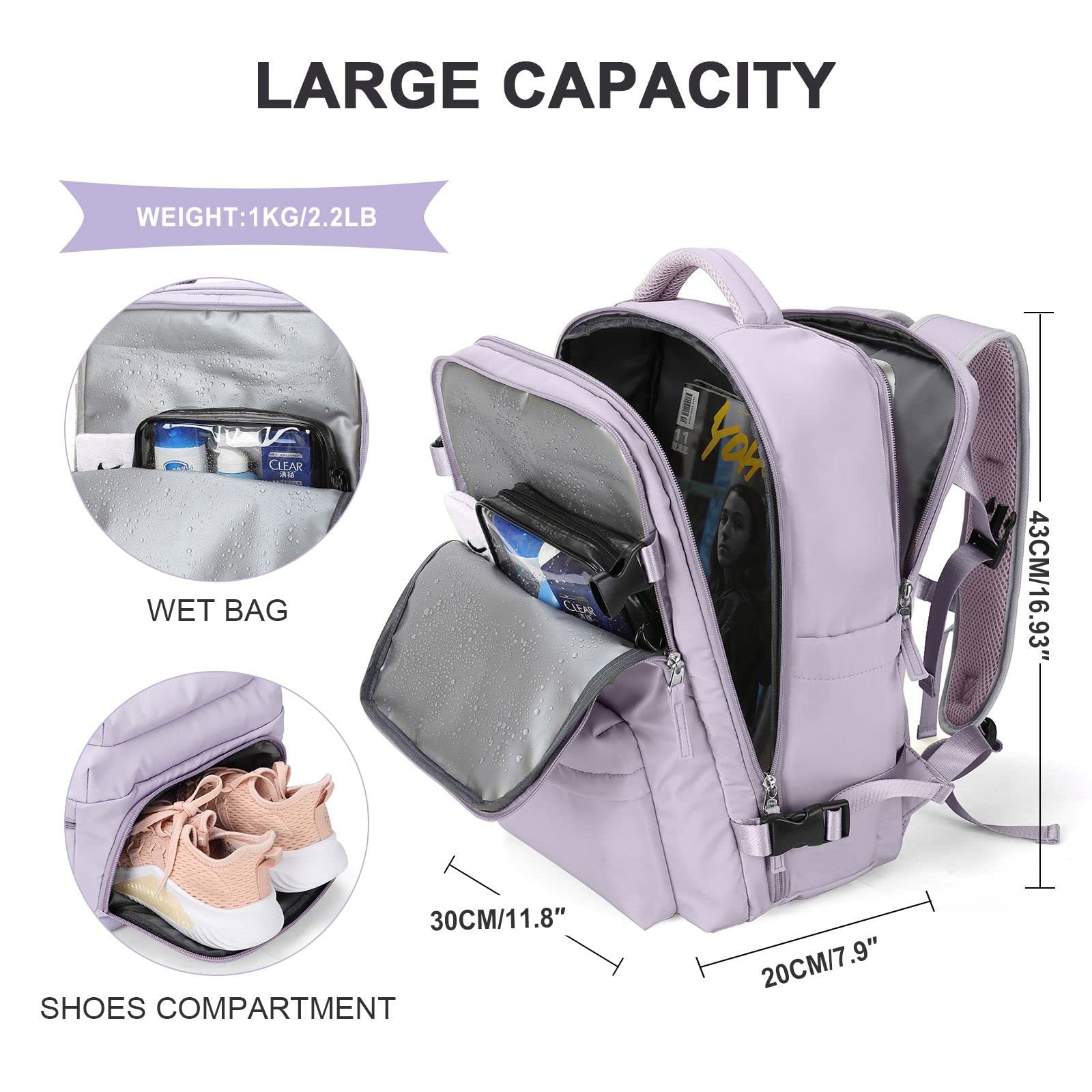 Anypack Backpack Pink Bag Large Capacity Multi-Function Suitcase USB Charging School Luggage Lightweight-Backpacks-PEROZ Accessories