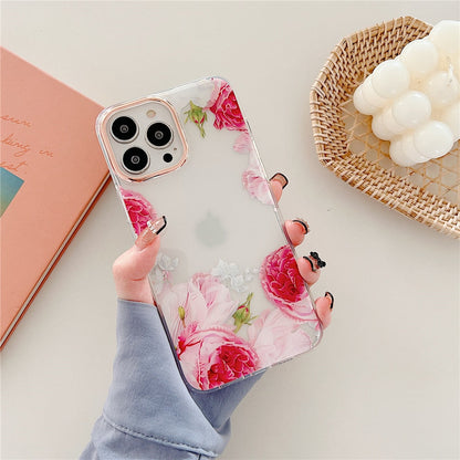 Anymob iPhone Green Rose Flowers Phone Case Plating Shockproof Cover-Mobile Phone Cases-PEROZ Accessories