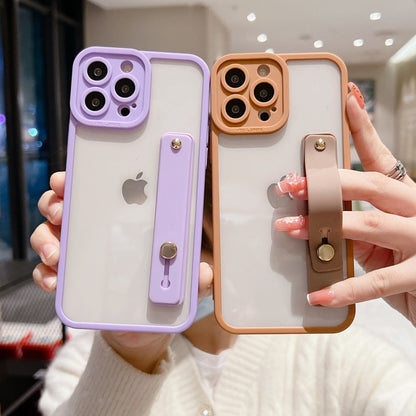Anymob iPhone Case Purple Transparent Solid Color Wrist Band Lens Protection Soft Cover Bumper-Mobile Phone Cases-PEROZ Accessories