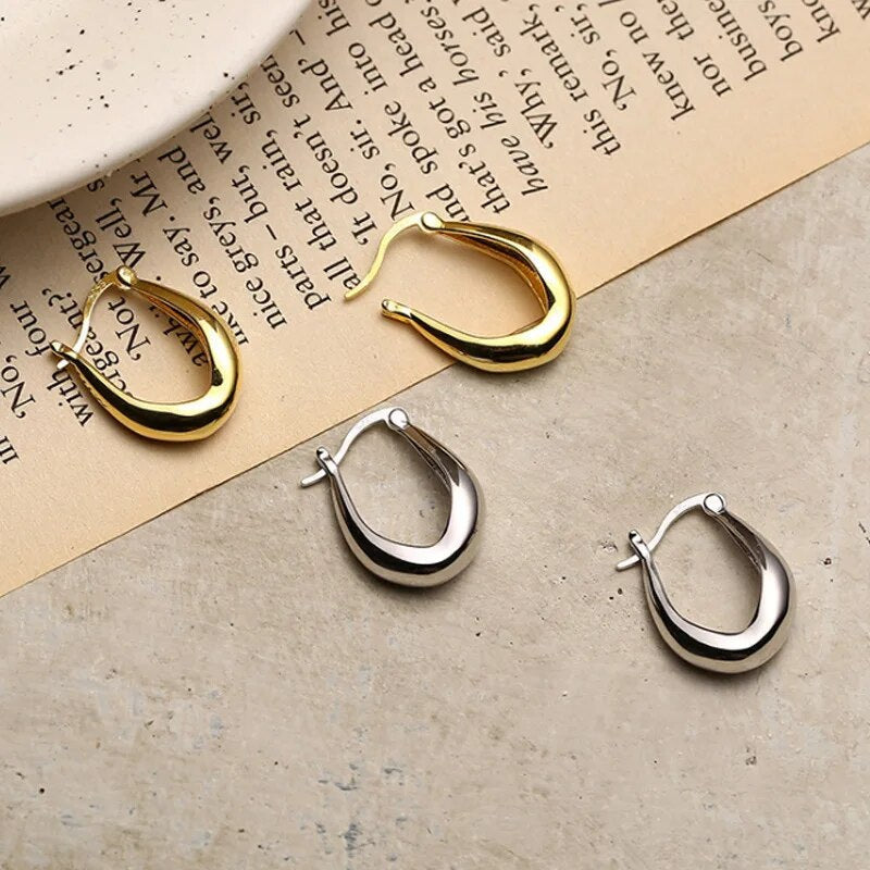 Anyco Fashion Earrings 925 Sterling Silver Statement French Simple Rock for Women Unique Charm Gothic Hip Hop Piercing Jewelry-Earrings-PEROZ Accessories