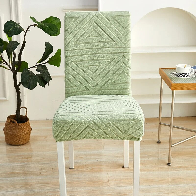 Anyhouz Chair Cover Light Green Triangular Design with Elastic Material for Dining Room Kitchen Wedding Hotel Banquet Restaurant-Chair Cover-PEROZ Accessories
