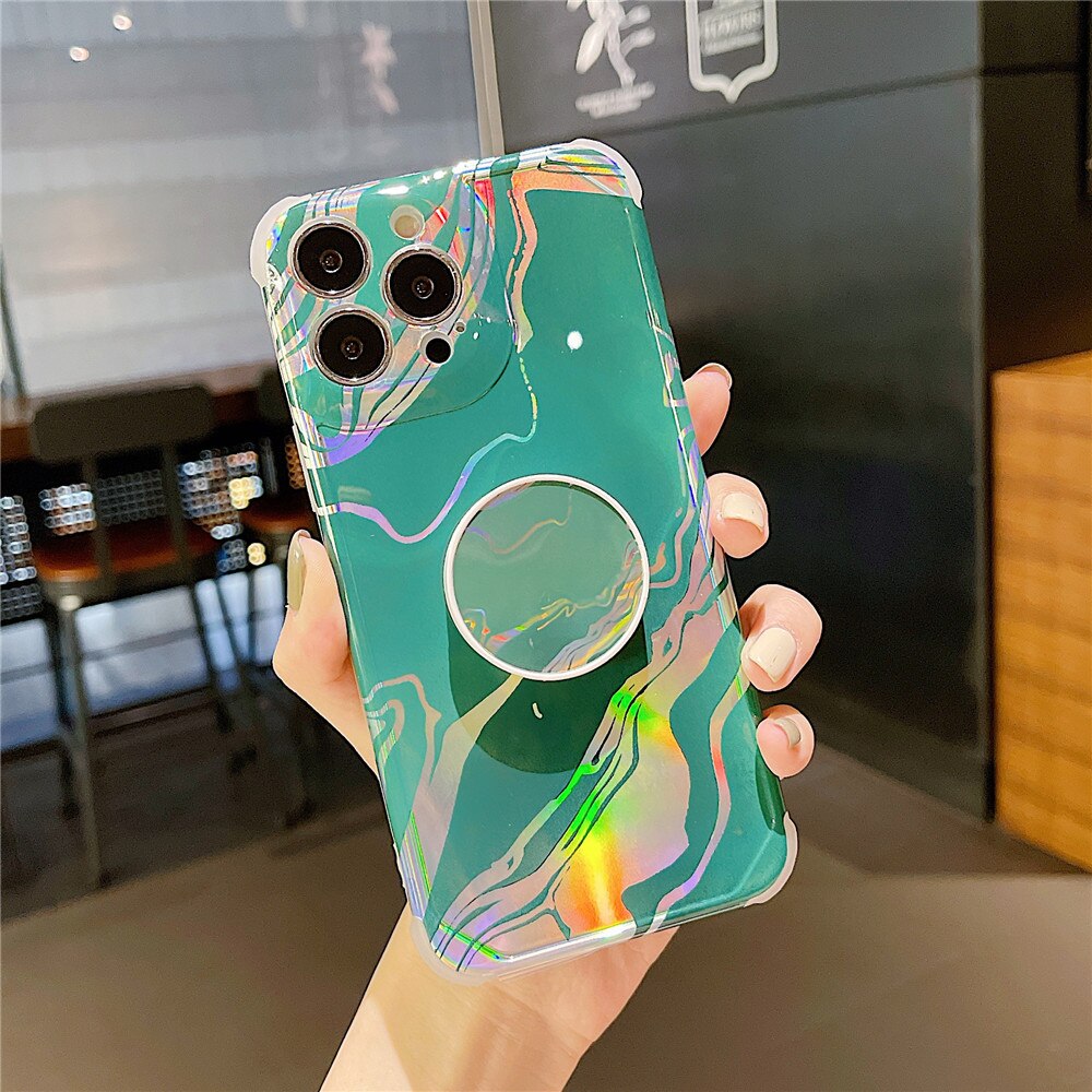 Anymob iPhone Gray Ring Protection Phone Case Gradient Marble Corner Shockproof Cover-Mobile Phone Cases-PEROZ Accessories