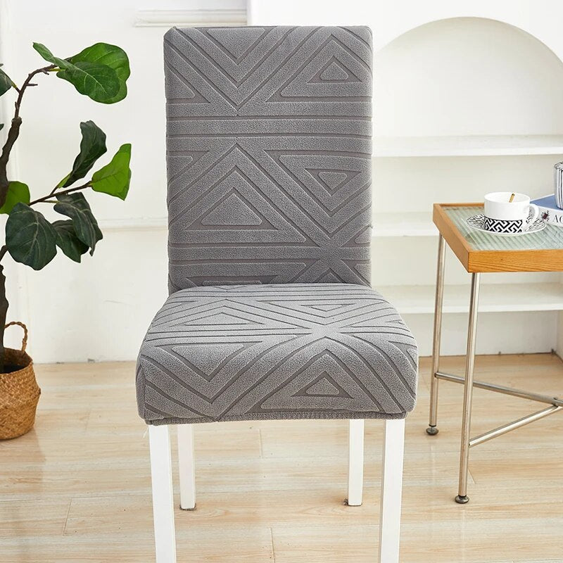 Anyhouz Chair Cover Dark Grey Triangular Design with Elastic Material for Dining Room Kitchen Wedding Hotel Banquet Restaurant-Chair Cover-PEROZ Accessories