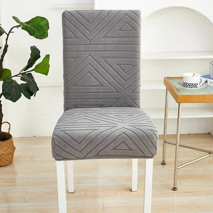 Anyhouz Chair Cover Dark Grey Triangular Design with Elastic Material for Dining Room Kitchen Wedding Hotel Banquet Restaurant-Chair Cover-PEROZ Accessories