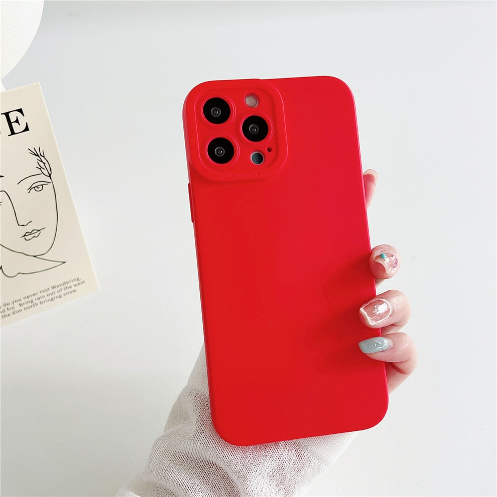 Anymob iPhone Case Red Luxury Soft Liquid Silicone Lens Protection Shockproof Bumper Back Cover-Mobile Phone Cases-PEROZ Accessories