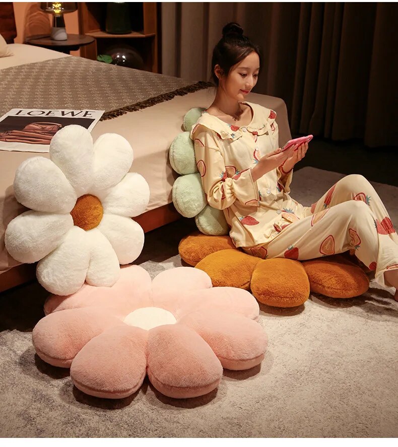 Anyhouz Plush Pillow Dark Pink Flower Shape Stuffed Soft Pillow Seat Cushion Room Decor 50cm-Pillow-PEROZ Accessories