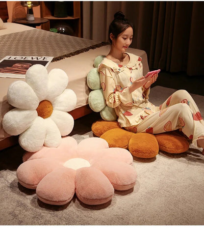 Anyhouz Plush Pillow Dark Pink Flower Shape Stuffed Soft Pillow Seat Cushion Room Decor 50cm-Pillow-PEROZ Accessories