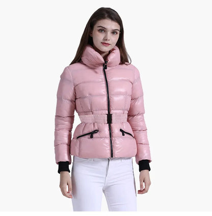 Anychic Womens Padded Puffer Jacket Large Beige Coat With Hood Outdoor Warm Lightweight Outwear With Storage Bag-Coats &amp; Jackets-PEROZ Accessories