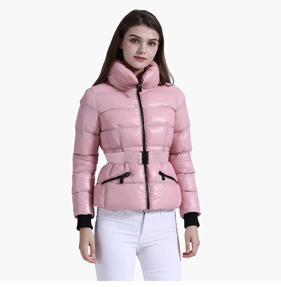 Anychic Womens Padded Puffer Jacket Medium Beige Coat With Hood Outdoor Warm Lightweight Outwear With Storage Bag-Coats &amp; Jackets-PEROZ Accessories