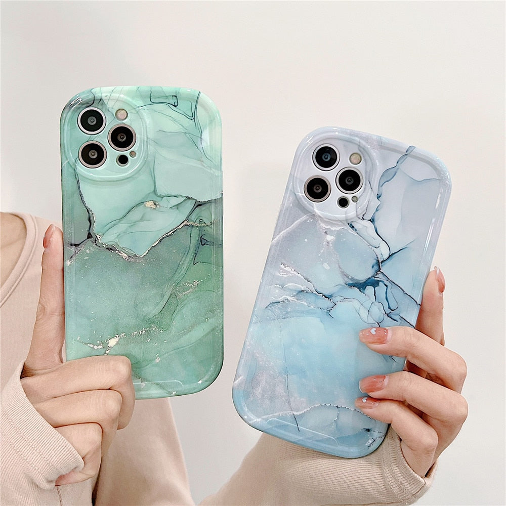 Anymob iPhone Case Pink Fashion Marble Soft Silicone Shockproof Lens Camera Protection Cover-Mobile Phone Cases-PEROZ Accessories