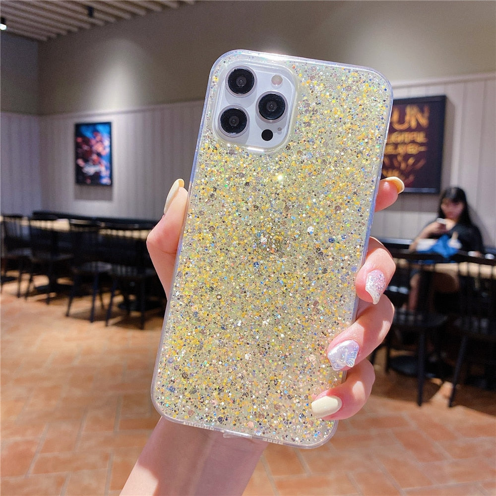 Anymob iPhone Case Yellow Star Glitter Soft Shockproof Silicon Phone Cover Shell-Mobile Phone Cases-PEROZ Accessories