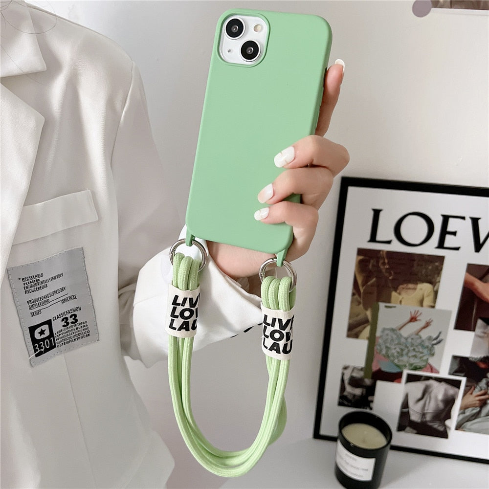 Anymob iPhone Case Brown Simple Wrist Lanyard Strap Cord Lanyard Soft Silicone Cover-Mobile Phone Cases-PEROZ Accessories