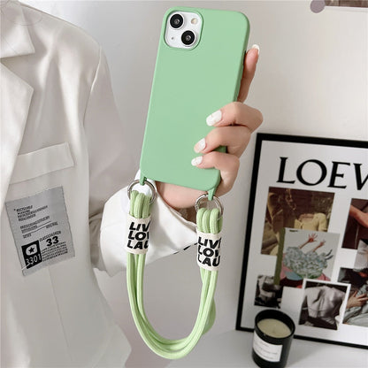 Anymob iPhone Case Brown Simple Wrist Lanyard Strap Cord Lanyard Soft Silicone Cover-Mobile Phone Cases-PEROZ Accessories