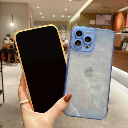 Anymob iPhone Blue Love Heart Transparent Phone Case Fluorescent Soft Bumper Back Cover-Mobile Phone Cases-PEROZ Accessories