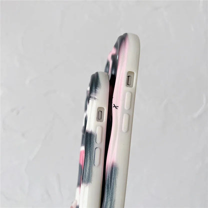 Anymob iPhone Case Shockproof Pink INS Graffiti Art Aesthetic Phone Case Lovely 3D Cream Soft Silicon Cover-Mobile Phone Cases-PEROZ Accessories