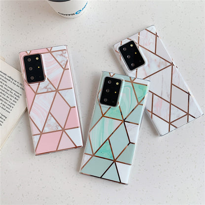 Anymob Samsung White Geometry Marble Case Silicon Phone Cover-Mobile Phone Cases-PEROZ Accessories