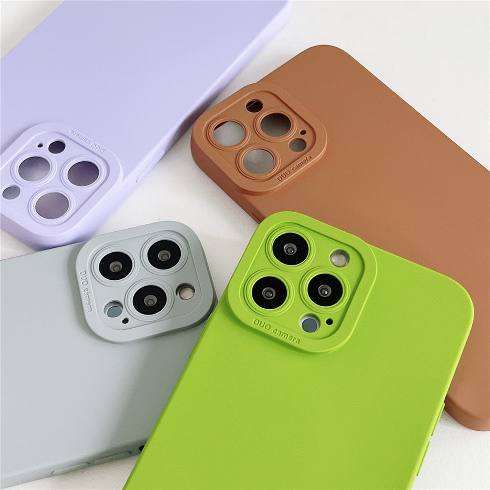 Anymob iPhone Case Light Grey Luxury Soft Liquid Silicone Lens Protection Shockproof Bumper Back Cover-Mobile Phone Cases-PEROZ Accessories