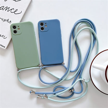 Anymob iPhone Case Purple Crossbody Necklace Strap Lanyard Soft Silicone Cover-Mobile Phone Cases-PEROZ Accessories