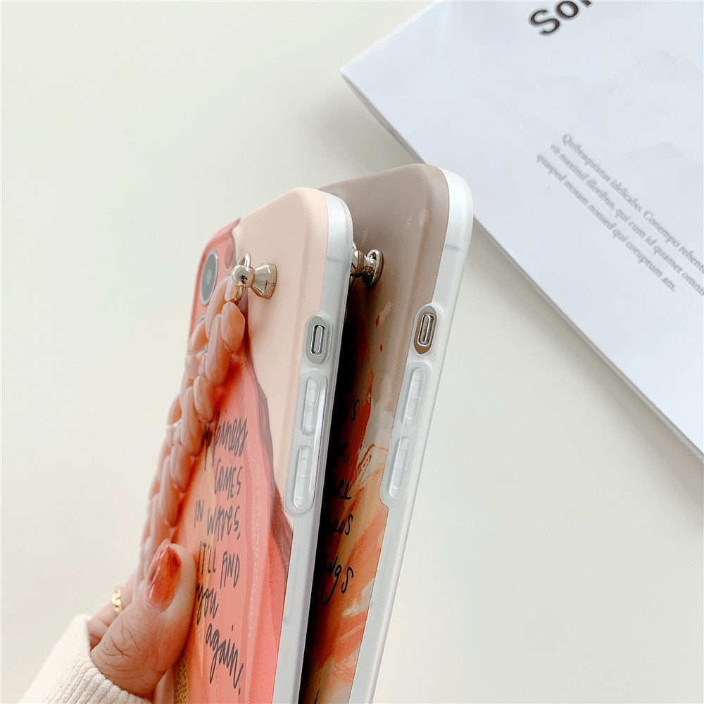 Anymob iPhone Green Leaf Art Painting Marble Bracelet Phone Case Shockproof Soft Silicone Cover-Mobile Phone Cases-PEROZ Accessories