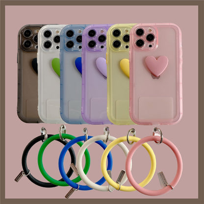 Anymob iPhone Case Blue 3D Love Heart Silicone Wristband Transparent Soft Bumper Back Cover-Mobile Phone Cases-PEROZ Accessories