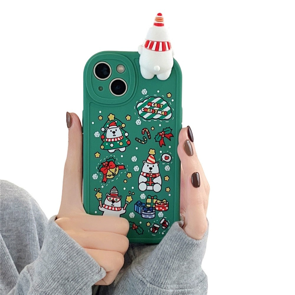 Anymob iPhone Case Green Cute 3D Doll Cartoon Christmas Santa Reindeer Soft Silicon Cover-PEROZ Accessories