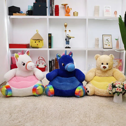 Anykidz Sofa Brown Bear Animal Shape Stuffed Soft Sofa Seat Cushion Room Decor for Kids-Kids Sofa-PEROZ Accessories