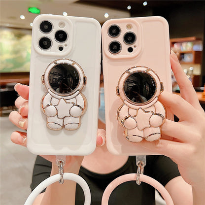 Anymob iPhone White Hand Ring Loop Soft Case Astronaut Folding Stand Holder Cover-Mobile Phone Cases-PEROZ Accessories