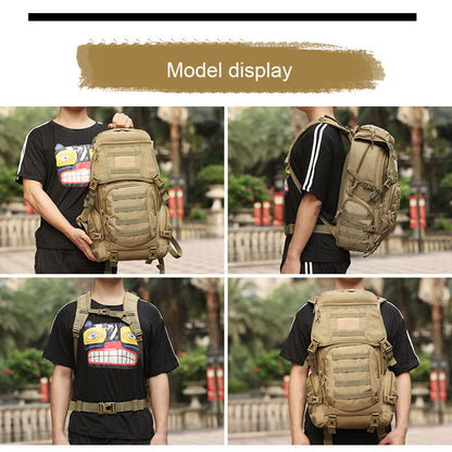 Anypack Backpack Khaki Camping Hiking Daypack Army Rucksack Outdoor Fishing Sport Hunting Climbing Waterproof Bag 50L-Backpacks-PEROZ Accessories