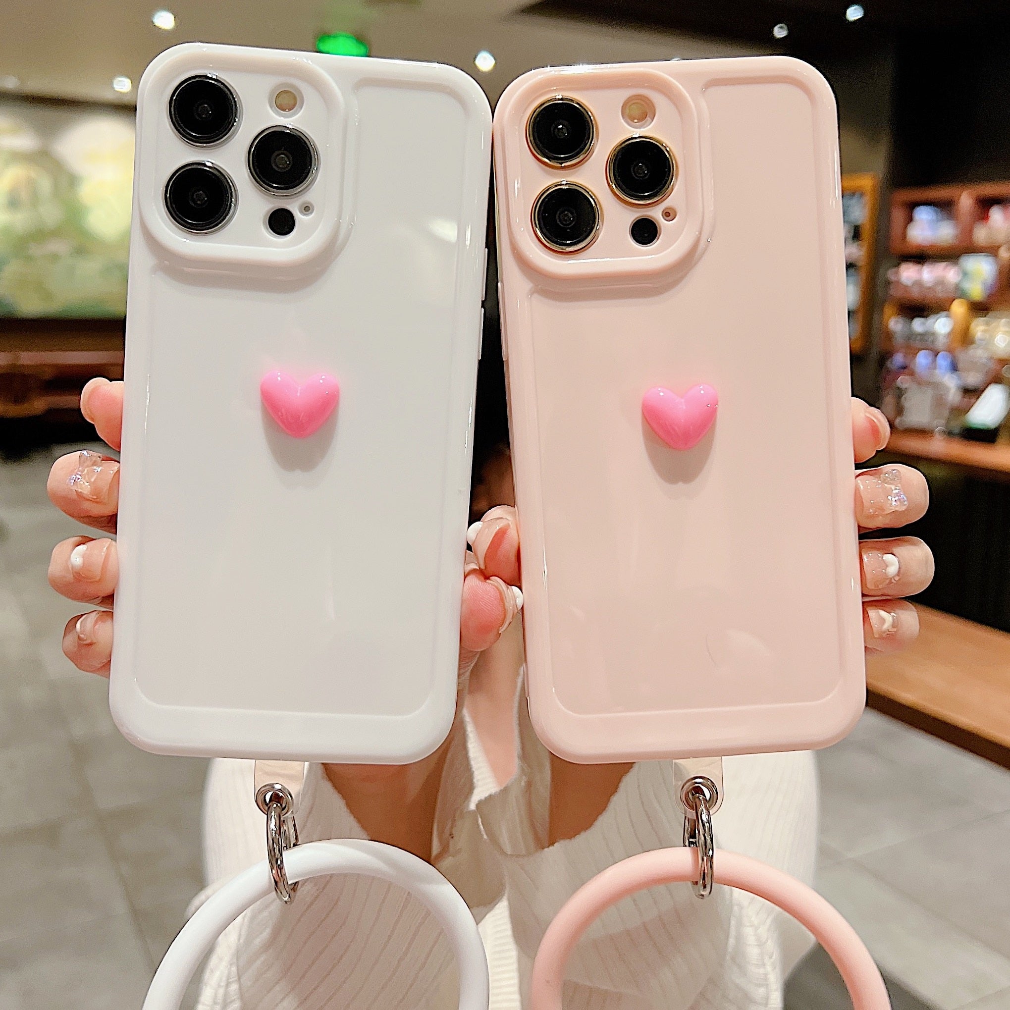 Anymob iPhone Black And Pink 3D Love Heart Bracelet Phone Case Shockproof Soft Silicone Cover-Mobile Phone Cases-PEROZ Accessories