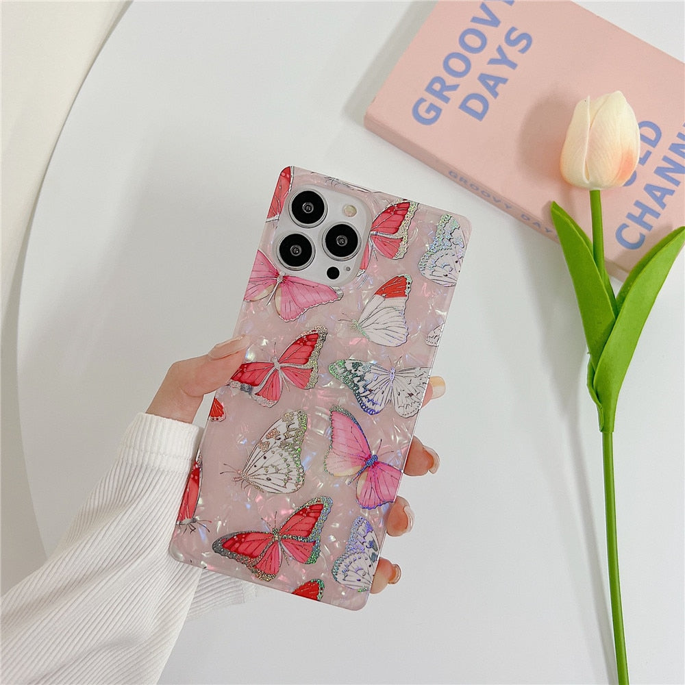 Anymob iPhone Rose Pink Shining Dream Case With Butterfly Shell Phone Cover-Mobile Phone Cases-PEROZ Accessories