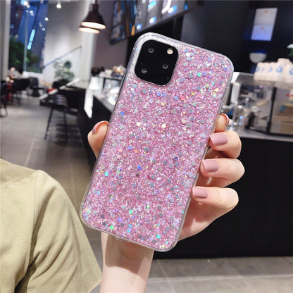 Anymob iPhone Case Purple Glitter Sequins Epoxy Soft Silicon Back Cover-Mobile Phone Cases-PEROZ Accessories