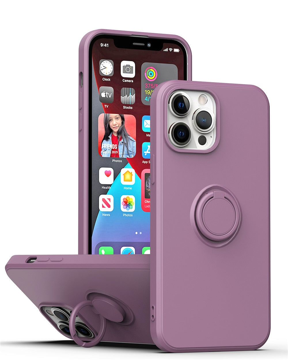 Anymob iPhone Case Stone Shockproof Silicone Ring Holder Magnetic Stand Back Cover-Mobile Phone Cases-PEROZ Accessories
