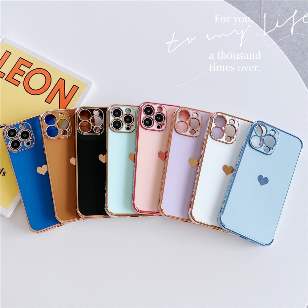 Anymob iPhone Case White Plating Love Heart Pattern Soft Silicon Phone Cover-Mobile Phone Cases-PEROZ Accessories