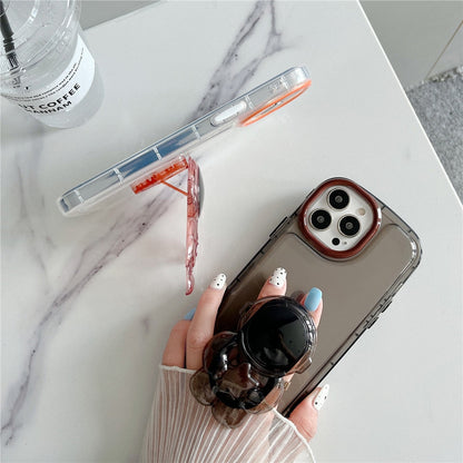 Anymob iPhone Case Yellow Cute Astronaut Stand Holder Transparent Soft Silicon Shockproof Cover-Mobile Phone Cases-PEROZ Accessories
