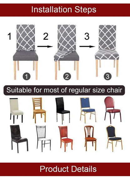 Anyhouz Chair Cover Beige Wavey Lines Design with Elastic Material for Dining Room Kitchen Wedding Hotel Banquet Restaurant-Chair Cover-PEROZ Accessories