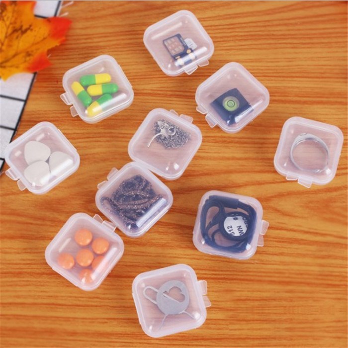 Anyhouz Jewelry Storage Containers Box 50pcs Transparent Portable Pill Medicine Holder Storage Organizer Jewelry Packaging for Earrings Ring-Jewellery Holders &amp; Organisers-PEROZ Accessories