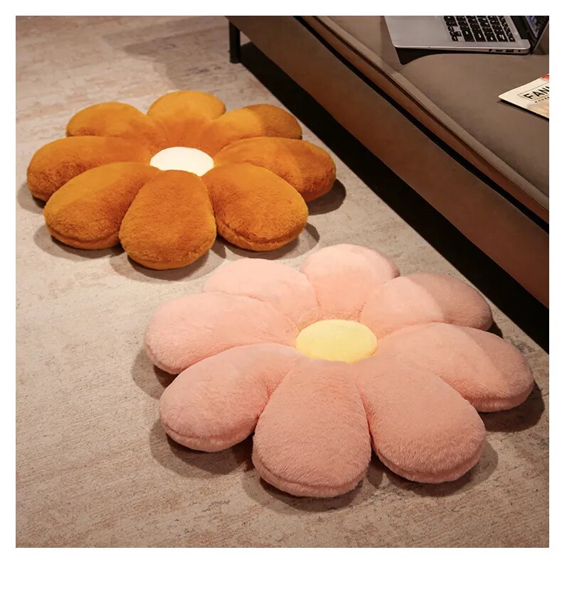 Anyhouz Plush Pillow Yellow Pink Flower Shape Stuffed Soft Pillow Seat Cushion Room Decor 80cm-Pillow-PEROZ Accessories