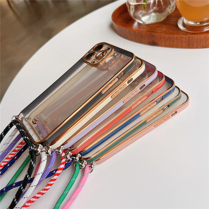 Anymob iPhone Case Red Necklace Strap Lanyard Cord Transparent Soft Cover-Mobile Phone Cases-PEROZ Accessories