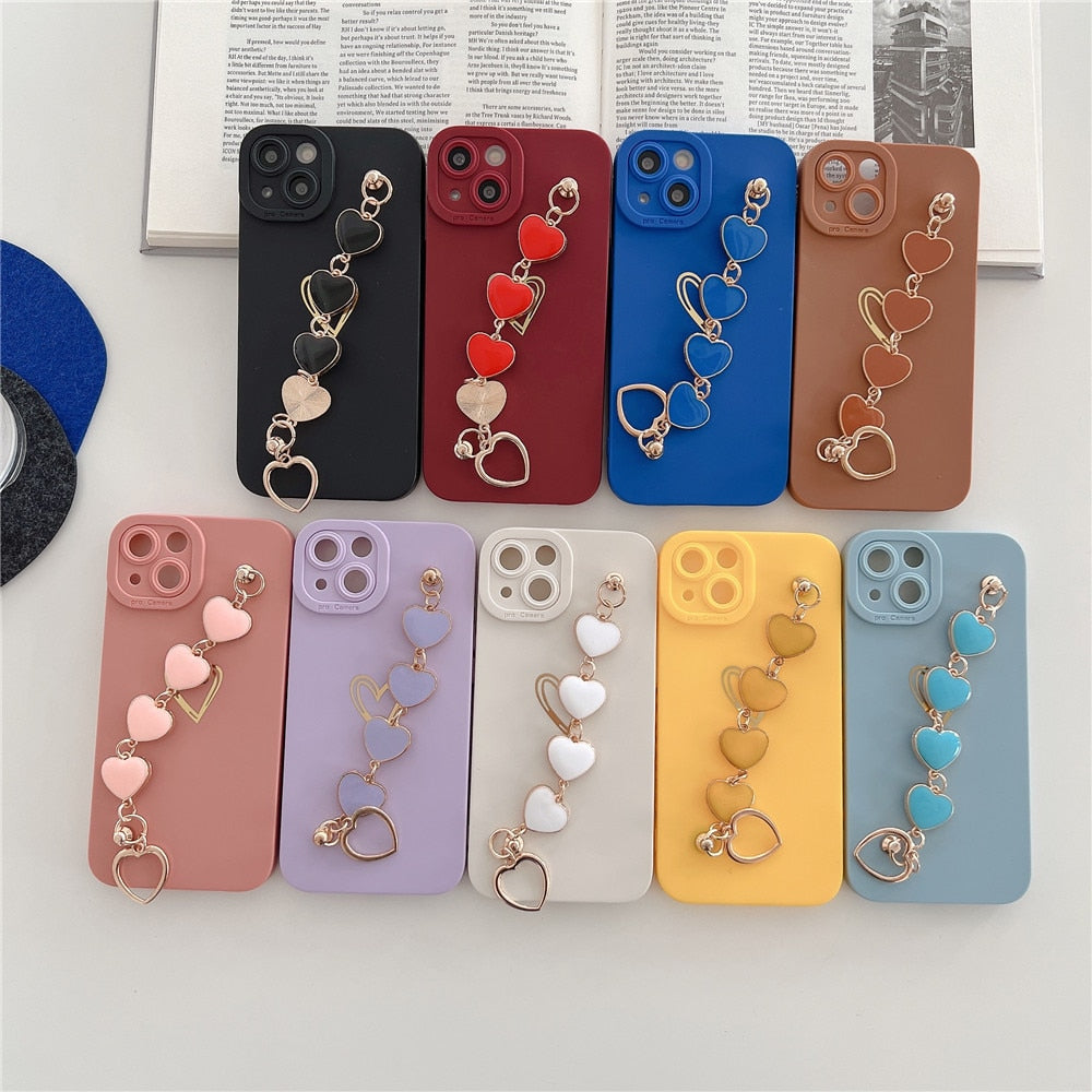 Anymob iPhone Case Sky Blue Soft Silicon Love Heart Lens Protection Bracelet Bumper Back Cover-Mobile Phone Cases-PEROZ Accessories