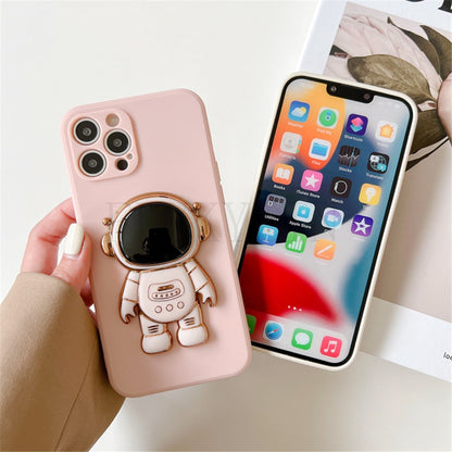 Anymob iPhone Black 3D Astronaut Folding Stand Shockproof Soft Silicon Cover-Mobile Phone Cases-PEROZ Accessories