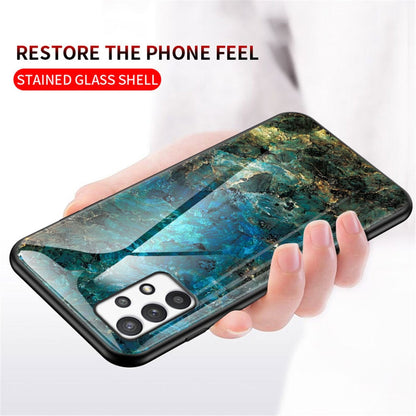 Anymob Samsung Blue Green Marble Pattern Case Shockproof Glass Phone Cover-Mobile Phone Cases-PEROZ Accessories
