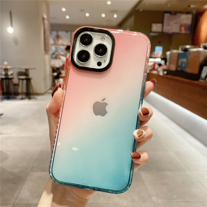Anymob iPhone Yellow And Orange Gradient Rainbow Shockproof Phone Case Transparent Soft Silicone Cover-Mobile Phone Cases-PEROZ Accessories