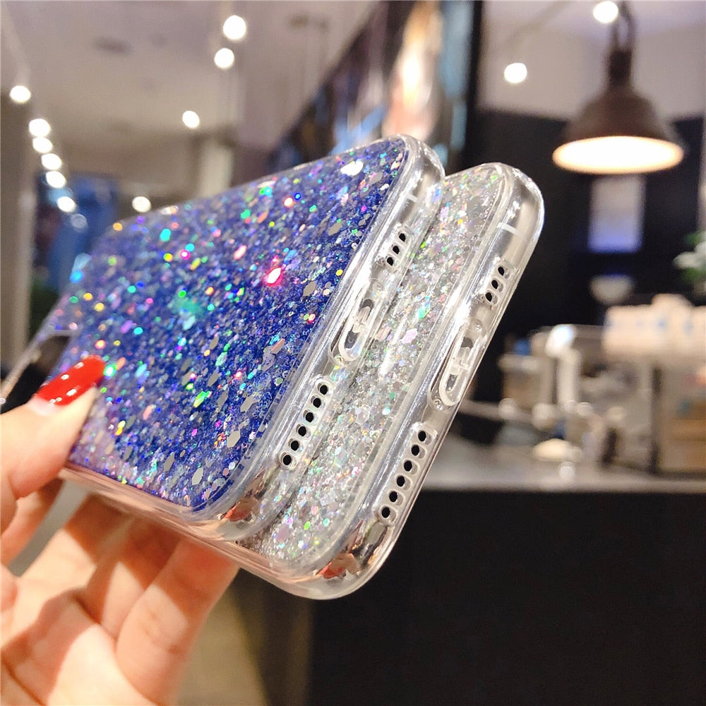 Anymob iPhone Case Purple Glitter Sequins Epoxy Soft Silicon Back Cover-Mobile Phone Cases-PEROZ Accessories